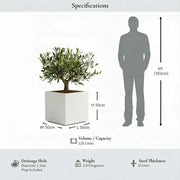 50cm Zinc Galvanised Matte White Square Planter